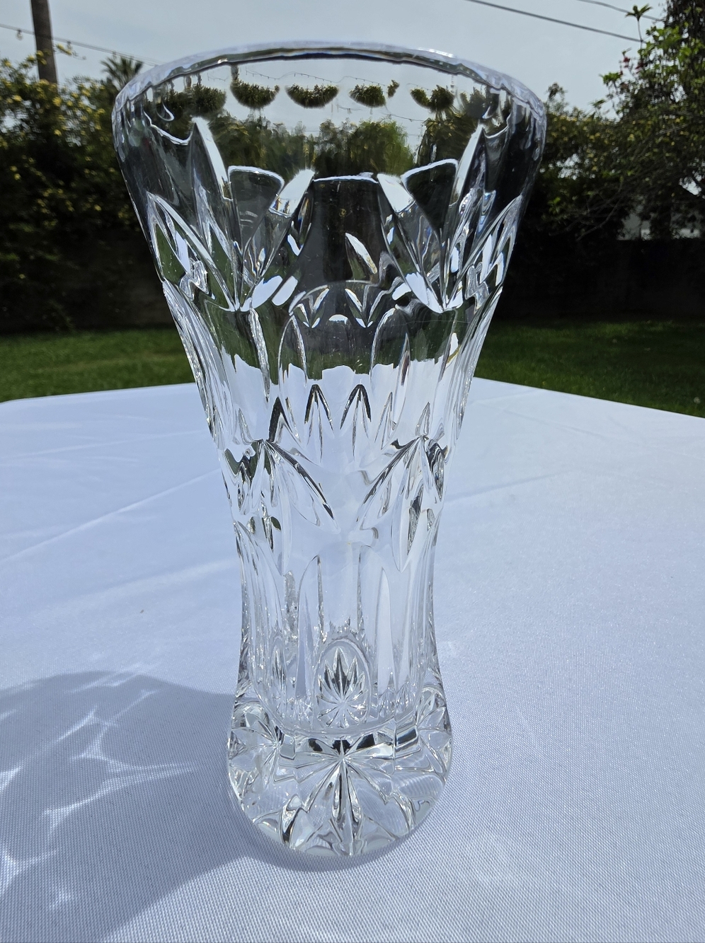 Vintage Clear Cut Heavy Crystal Vasel | Floral Style Vase 8 Inch